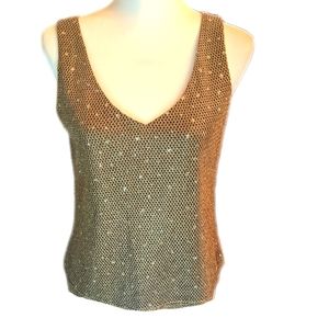 Jeffery & Dara Evenings by Tom Barra gold metallic tank top - lined sz 10